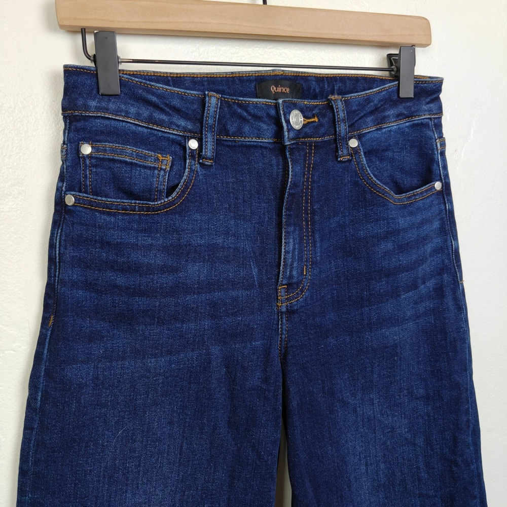 Quince Womens Bella Stretch Wide Leg Jeans 28 Midnight Blue High Rise Minimalist - Picture 3 of 9